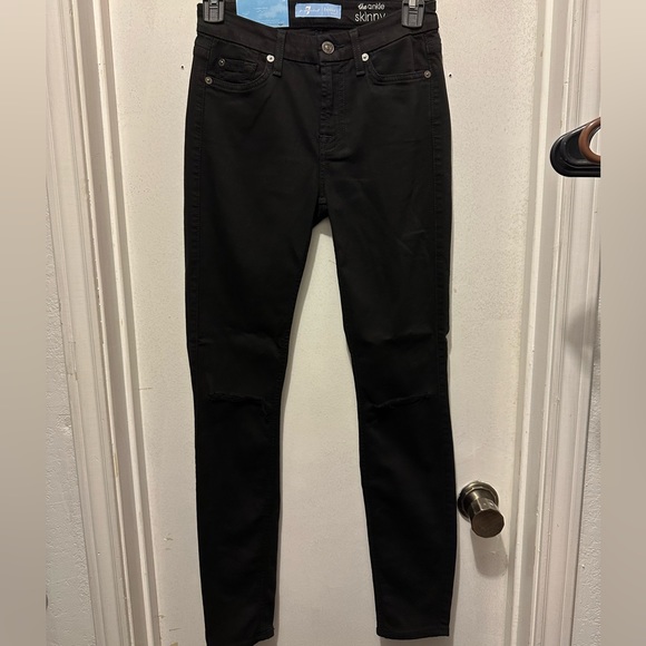 NWT 7 for All Mankind b(air) denim - the ankle skinny size 24. (SlitHoles/black) - Picture 3 of 8